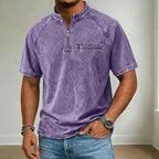 Washed Mandarin-Collar T-Shirt