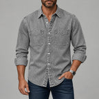Acid-Wash Long-Sleeve Denim Shirt