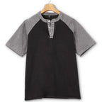 Color-Block Patchwork Henley Shirt
