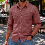 Acid-Wash Long-Sleeve Denim Shirt