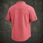 Washed Short-Sleeve Denim Shirt