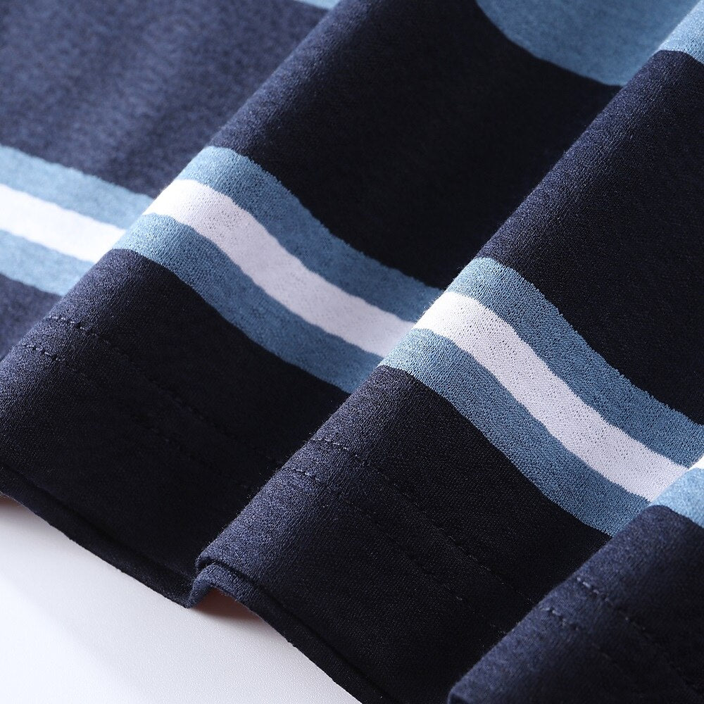 Premium Silk-Blend Striped Polo Shirt - oukumen
