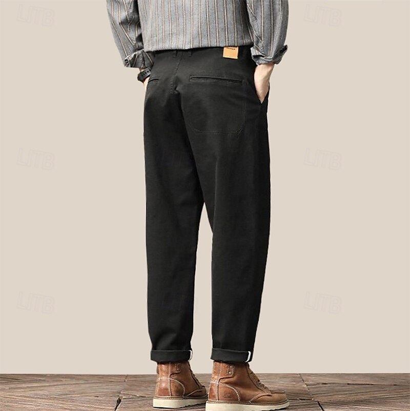 100% Cotton Tapered Carrot Chinos Pants - oukumen