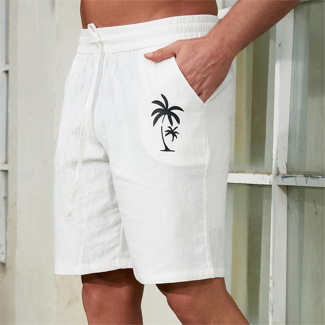 100% Cotton Coconut Tree Print Shorts