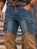 Color-Block Patchwork Cargo Jeans