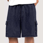 Acid-Wash Drawstring Cargo Shorts