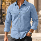 Acid-Wash Long-Sleeve Denim Shirt
