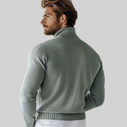 100% Merino Wool Turtleneck Sweater - oukumen