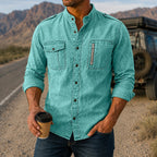 Acid-Wash Long-Sleeve Denim Shirt