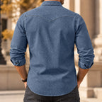 Acid-Wash Long-Sleeve Denim Shirt
