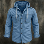 Acid-Wash Mandarin-Collar Shirt