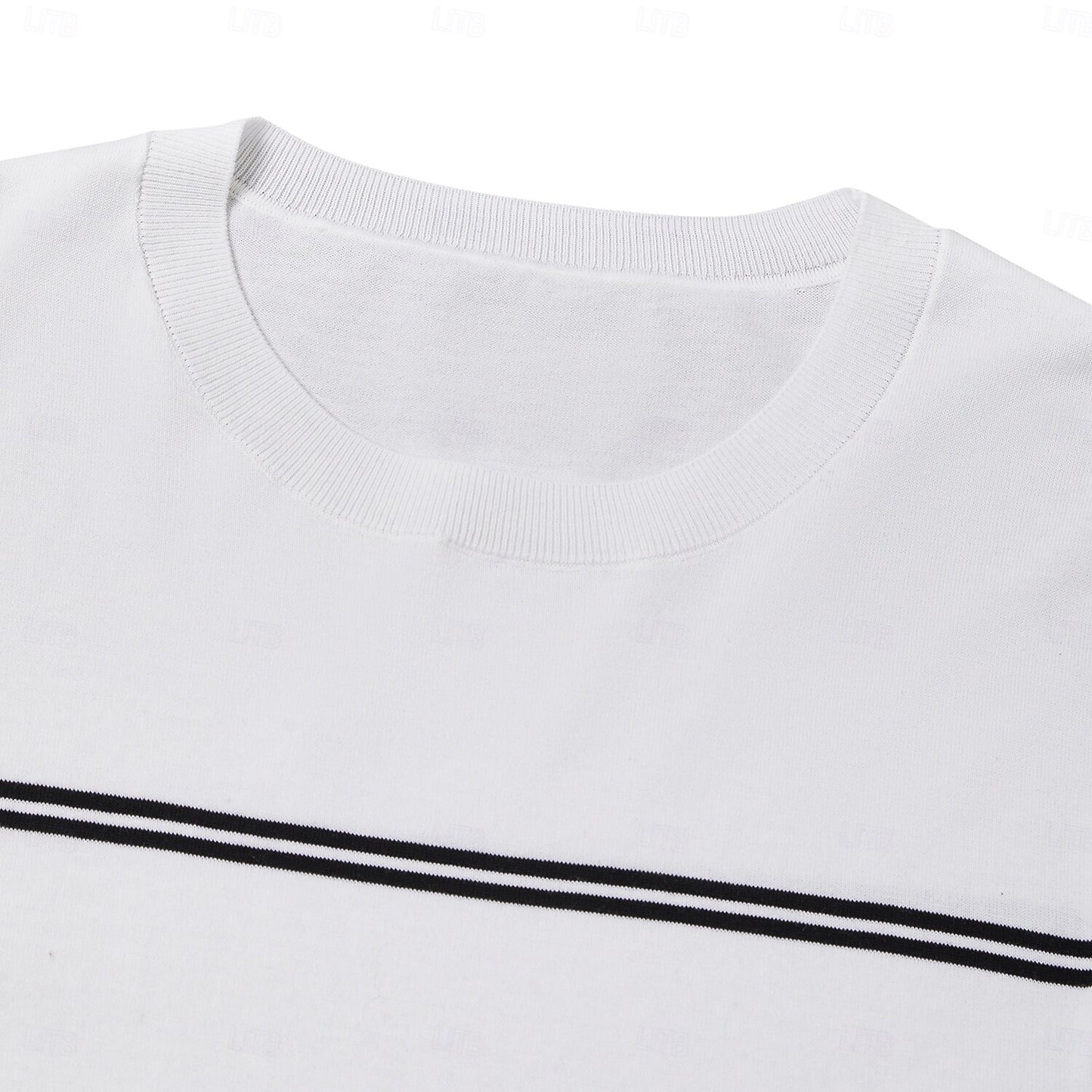 Silk-Linen-Cotton Striped Crewneck Tee