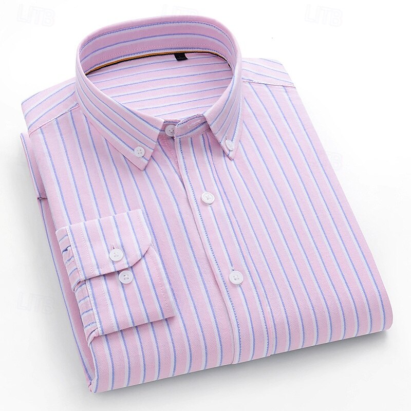 100% Cotton Oxford Striped Shirt - oukumen