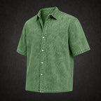 Acid-Wash Short-Sleeve Denim Shirt