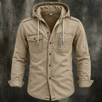 Acid-Wash Mandarin-Collar Shirt