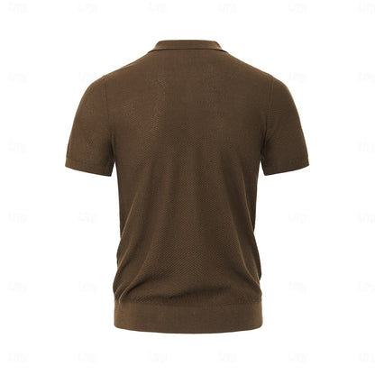 Linen-Silk Breathable Knit Polo