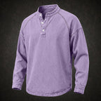Washed Long-Sleeve Henley Shirt