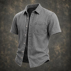 Acid-Wash Short-Sleeve Shirt