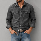 Acid-Wash Long-Sleeve Denim Shirt