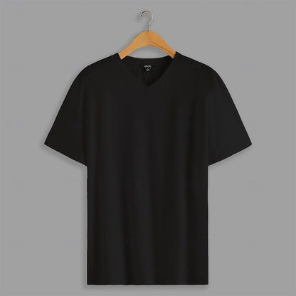 100% Cotton V Neck Solid Color T Shirt - oukumen