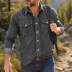 Washed Long-Sleeve Denim Shirt