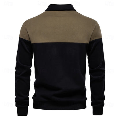 Color-Block Knit Polo Sweatshirt