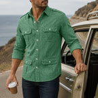 Acid-Wash Long-Sleeve Denim Shirt