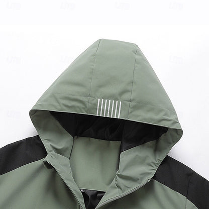 Multifunctional Windproof Zip Up Patchwork Outdoor Jacket