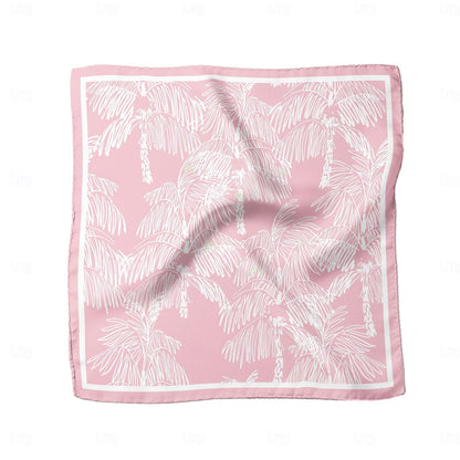 100% Mulberry Silk Palm Tree Print Bandana Scarf