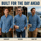 Acid-Wash Long-Sleeve Denim Shirt