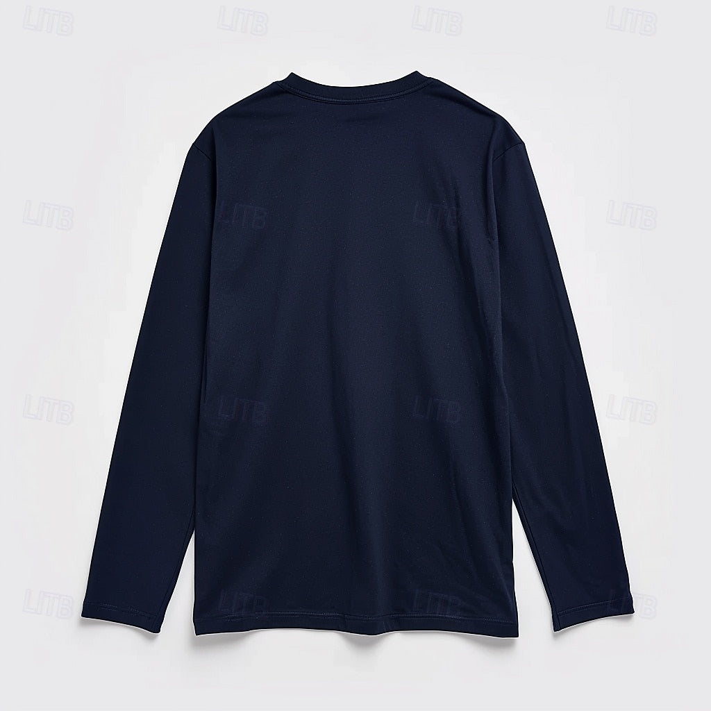 100% Cotton Crew Neck Long Sleeve T shirt Tee - oukumen