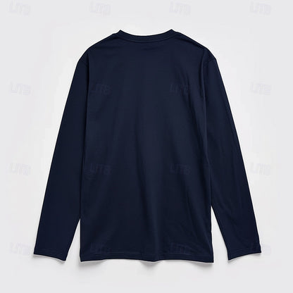 100% Cotton Crew Neck Long Sleeve T shirt Tee - oukumen