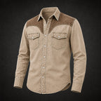 Acid-Wash Long-Sleeve Denim Shirt