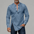 Acid-Wash Long-Sleeve Denim Shirt