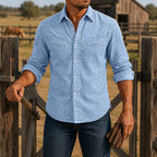 Acid-Wash Long-Sleeve Denim Shirt