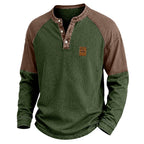 Washed Long-Sleeve Henley Shirt