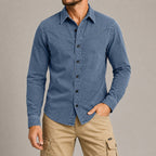 Washed Long-Sleeve Denim Shirt