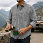 Acid-Wash Long-Sleeve Denim Shirt