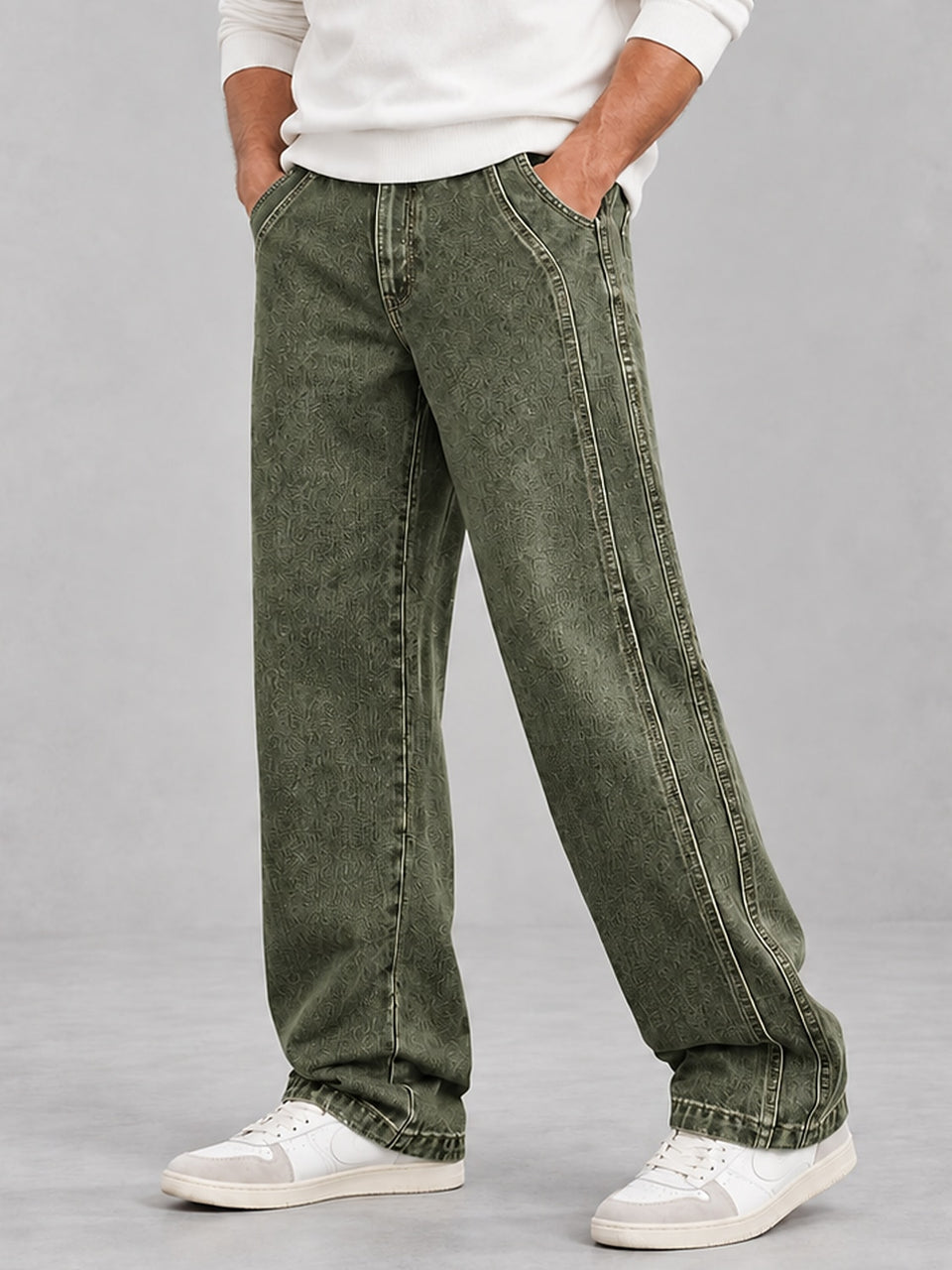 Washed Straight-Leg Jeans