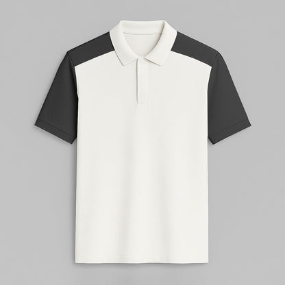 100% Cotton Color Block Hidden Placket Polo - oukumen