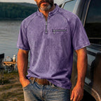 Washed Mandarin-Collar T-Shirt
