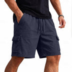 Acid-Wash Drawstring Cargo Shorts