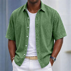 Washed Short-Sleeve Denim Shirt