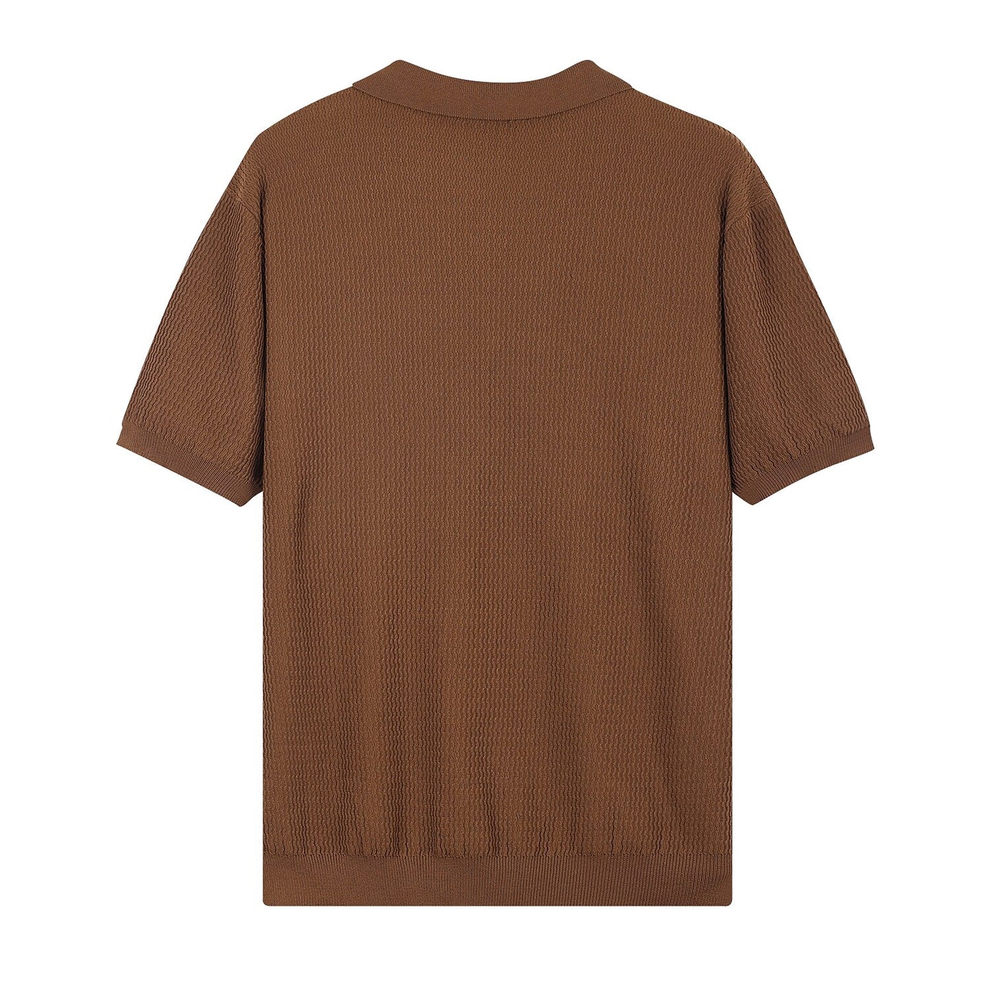 Textured Knit Polo Shirt - oukumen