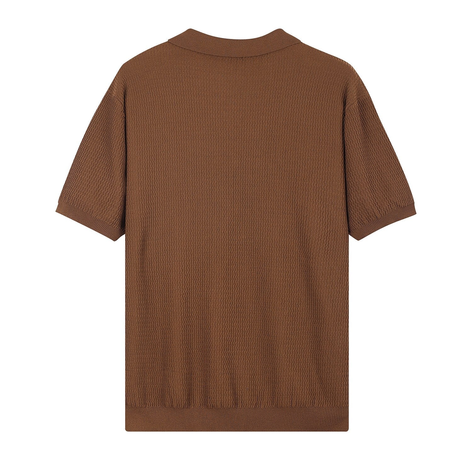 Textured Knit Polo Shirt - oukumen