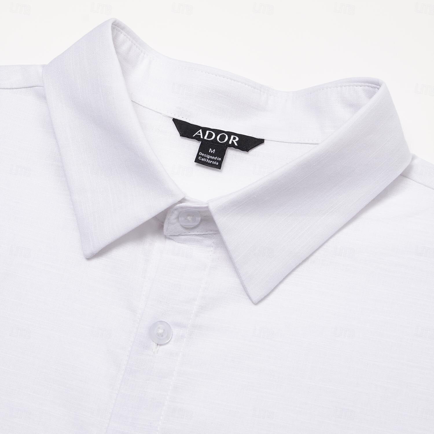 Linen Cotton Fold-over Collar Casual Shirt - oukumen