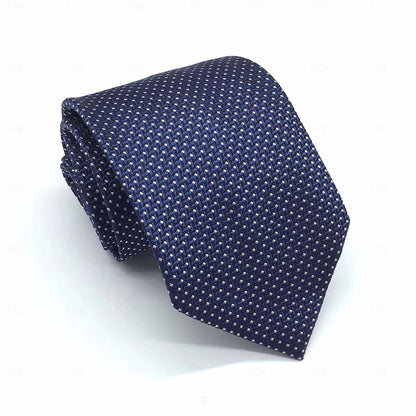 100% Silk Plaid Polka Dot Tie - oukumen