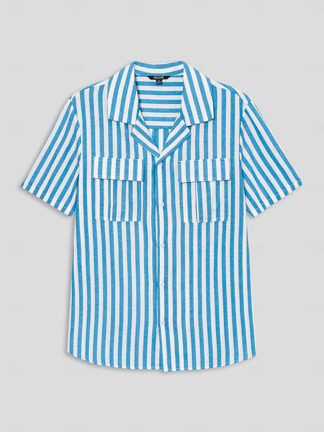 Linen Cotton Striped Cuban Collar Casual Shirt - oukumen