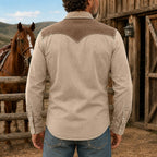 Acid-Wash Long-Sleeve Denim Shirt