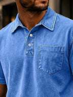 Acid-Wash Pocket Polo Shirt